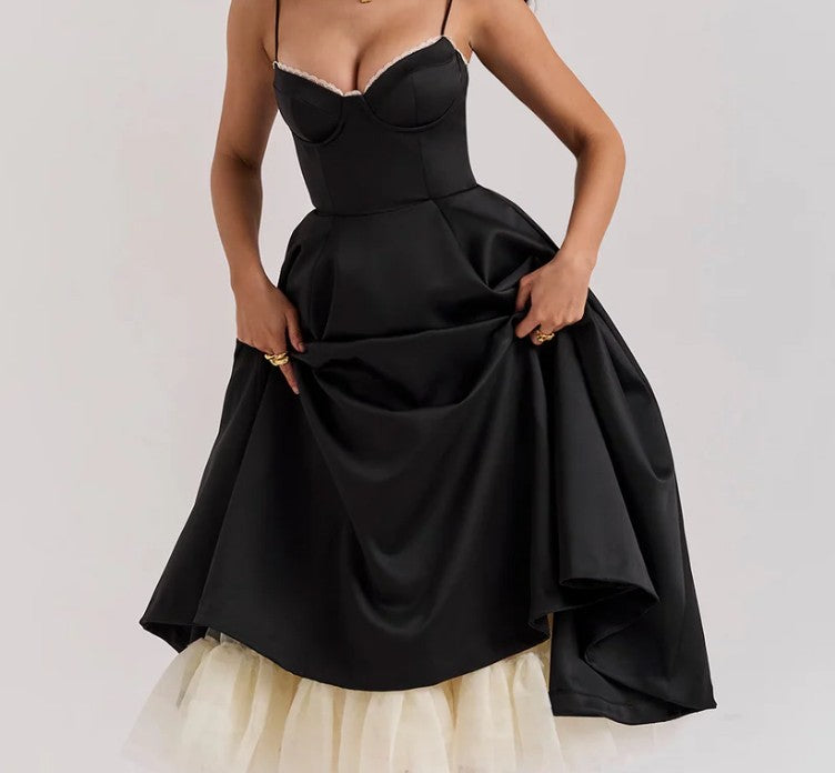 Women's Spaghetti Strap Bustier Midi Dress