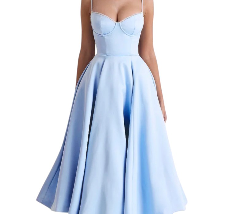 Women's Spaghetti Strap Bustier Midi Dress