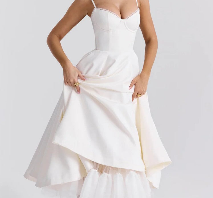 Women's Spaghetti Strap Bustier Midi Dress
