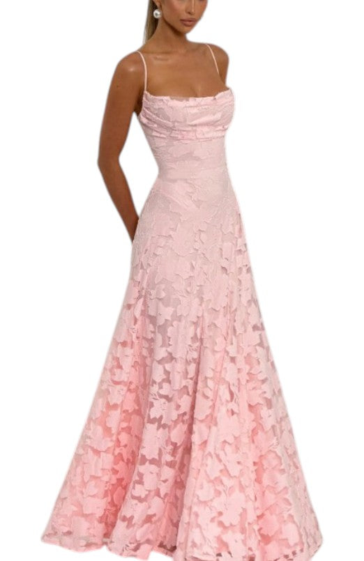 Women's Spaghetti Strap Floral Lace Dress