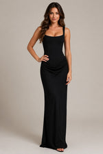 Women's Square Neck Ruched Maxi Dress