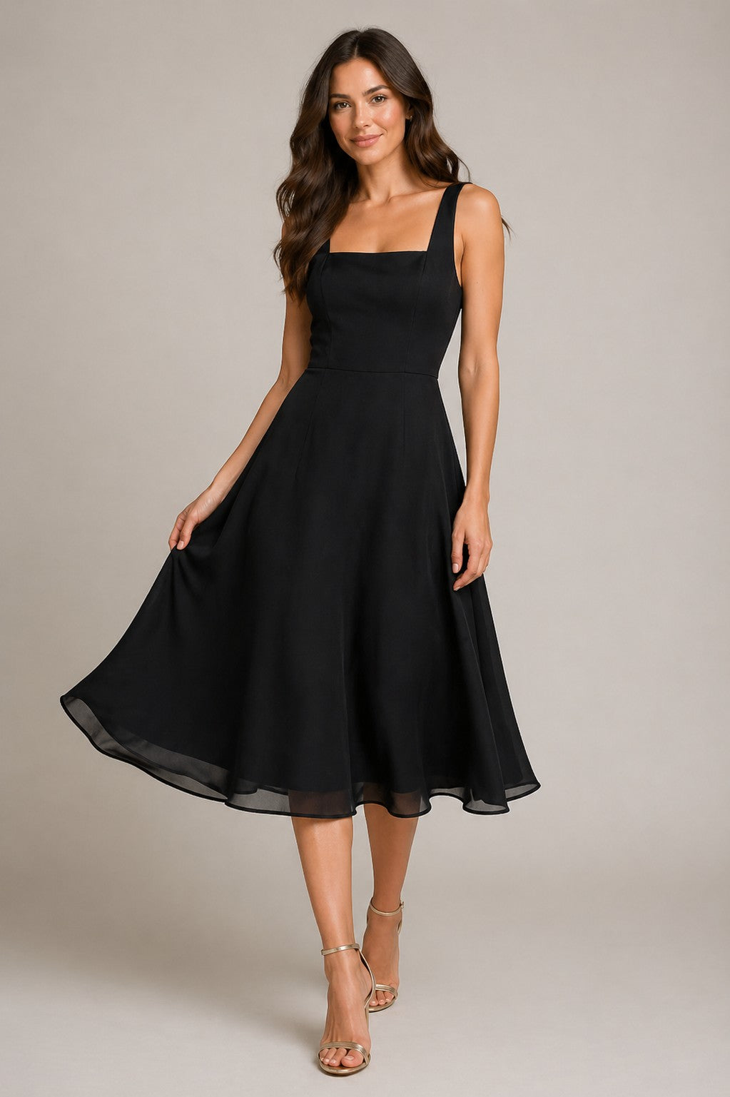 Women’s Square Neck Sleeveless Midi Dress
