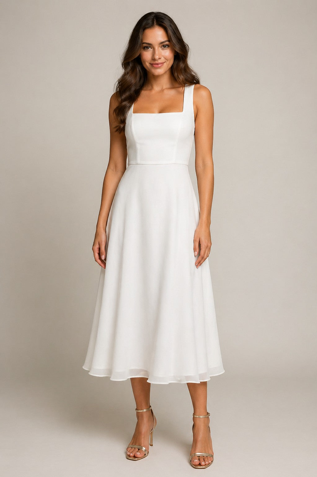 Women’s Square Neck Sleeveless Midi Dress