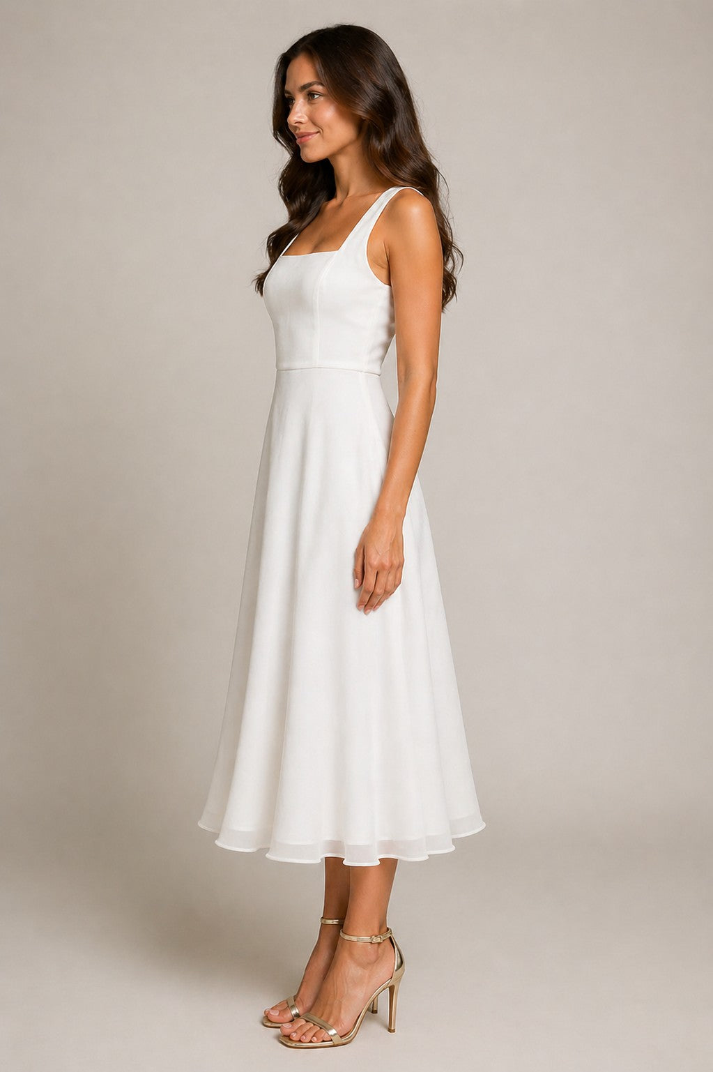 Women’s Square Neck Sleeveless Midi Dress