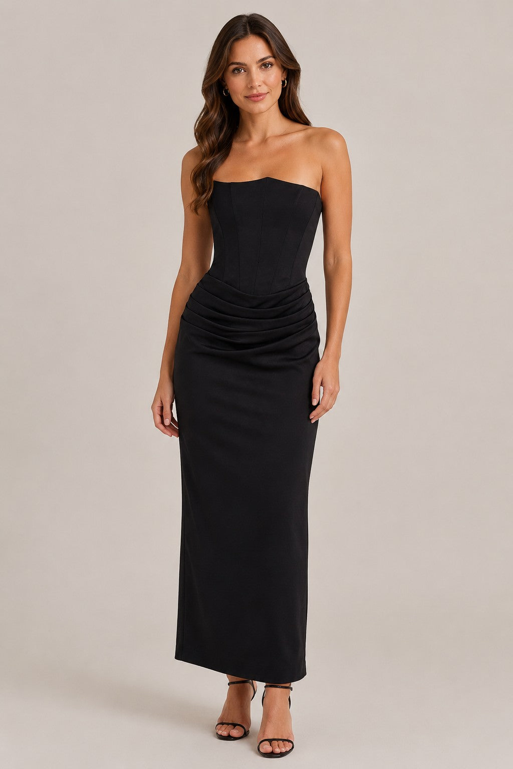 Women's Strapless Corset Midi Dress