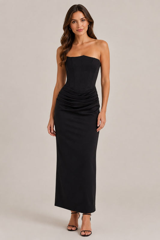 Women's Strapless Corset Midi Dress