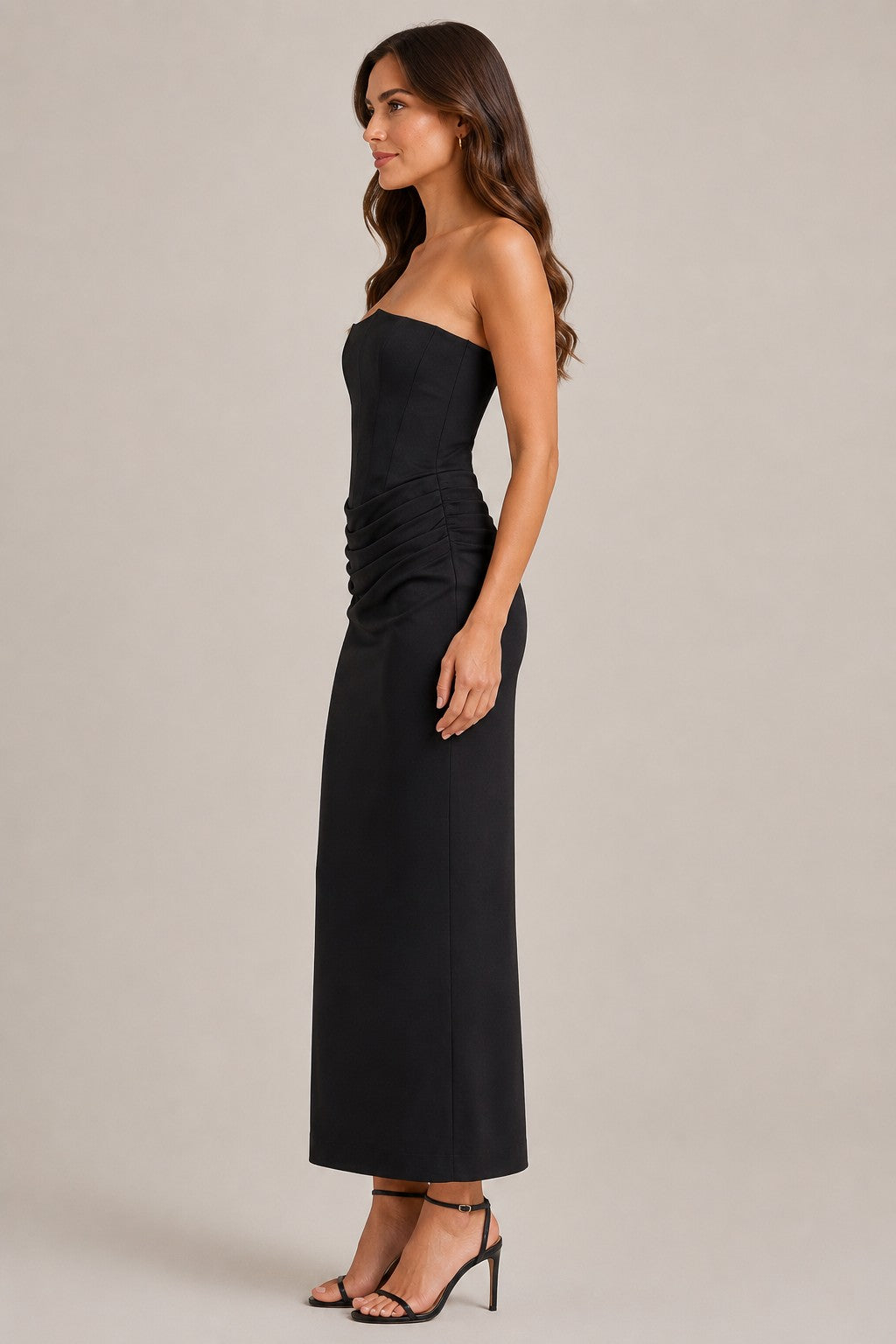 Women's Strapless Corset Midi Dress