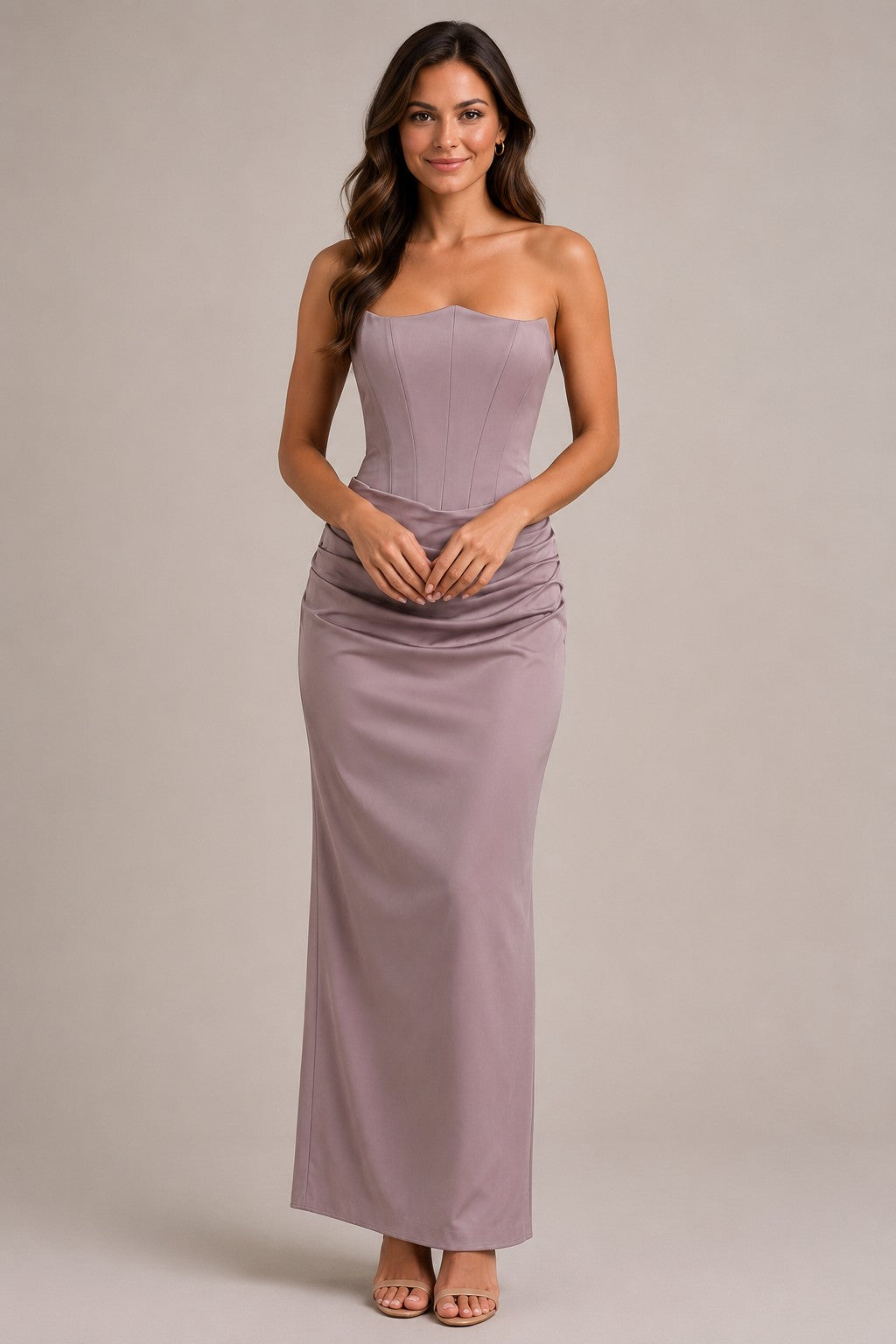 Women's Strapless Corset Midi Dress