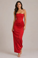 Women's Strapless Corset Midi Dress
