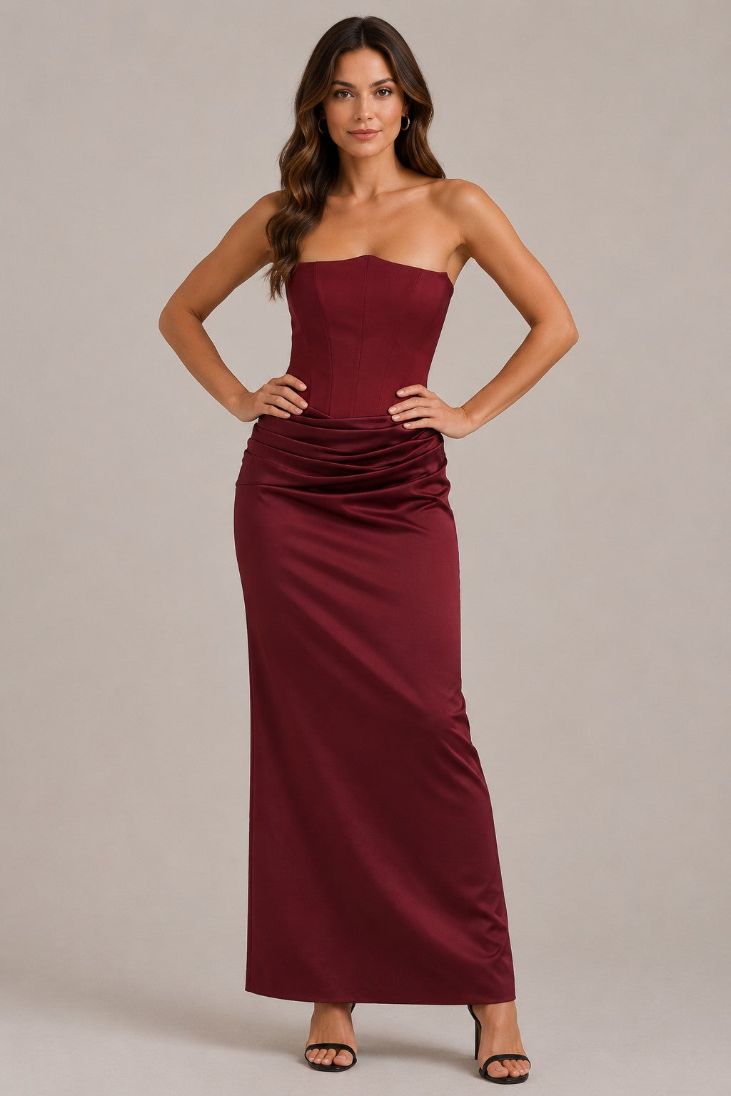 Women's Strapless Corset Midi Dress