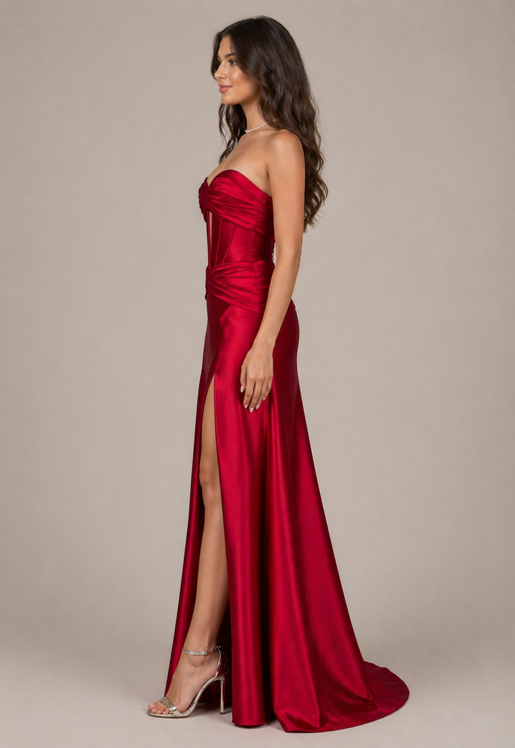 Women’s Strapless High Slit Evening Dress