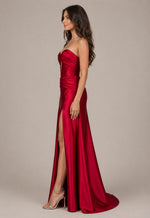 Women’s Strapless High Slit Evening Dress