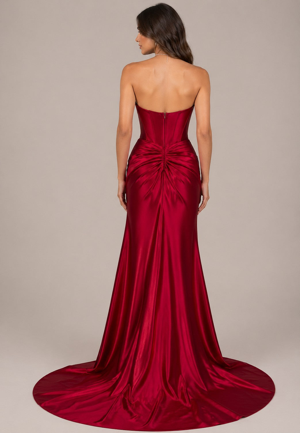 Women’s Strapless High Slit Evening Dress