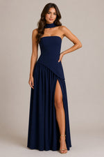 Women’s Strapless Neck Scarf Maxi Dress