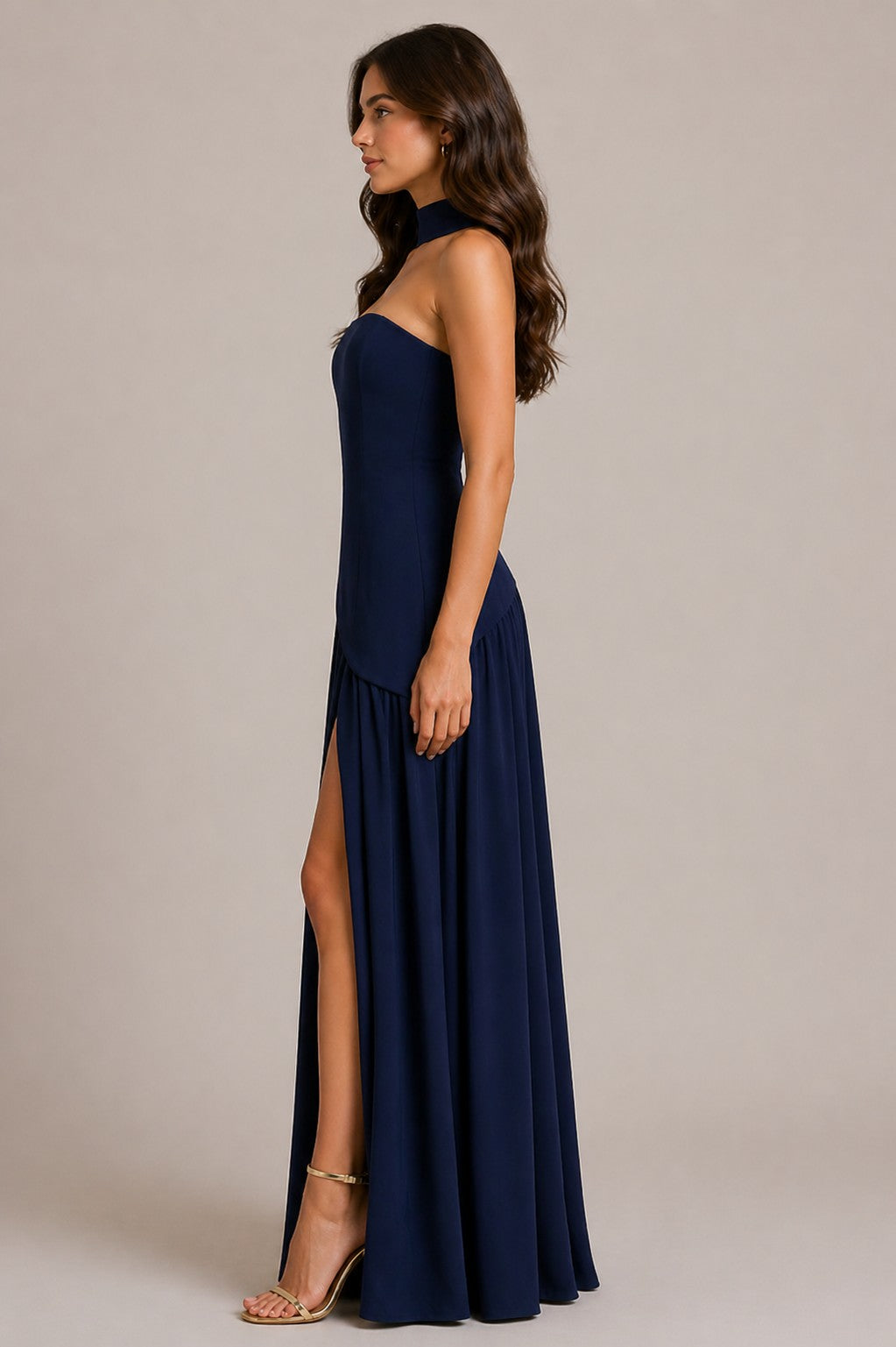 Women’s Strapless Neck Scarf Maxi Dress