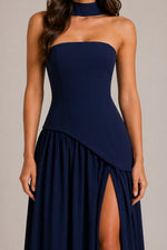 Women’s Strapless Neck Scarf Maxi Dress