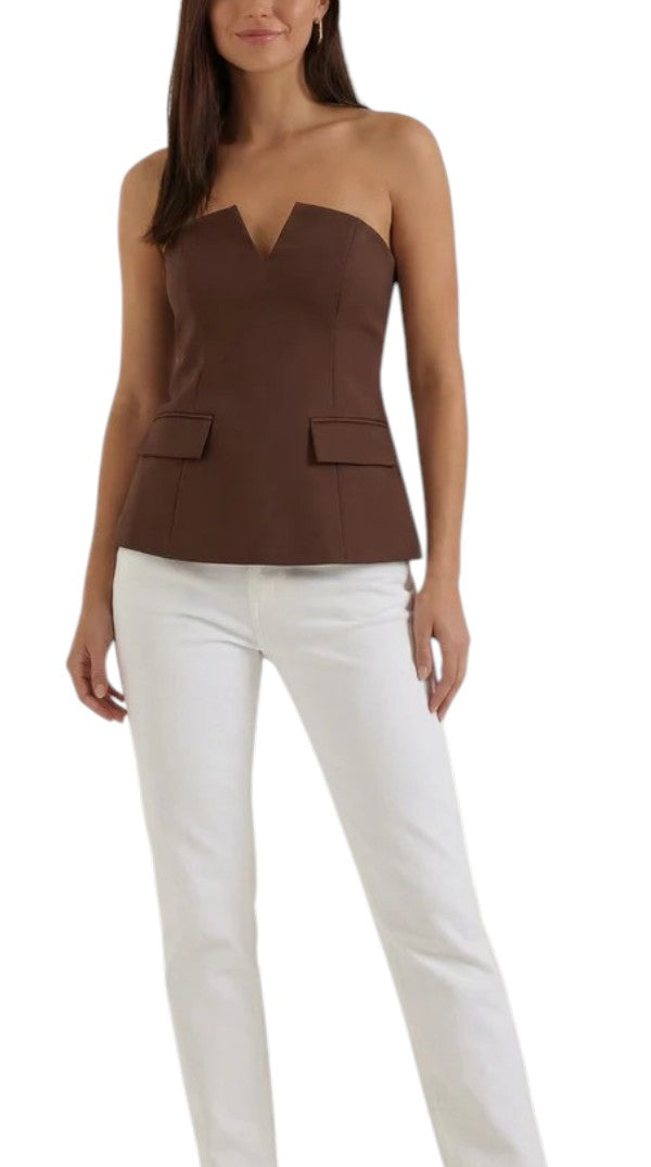 Women's Strapless V-Neck Peplum Top