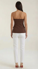 Women's Strapless V-Neck Peplum Top