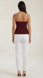 Women's Strapless V-Neck Peplum Top