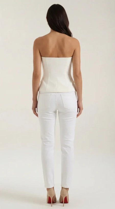 Women's Strapless V-Neck Peplum Top