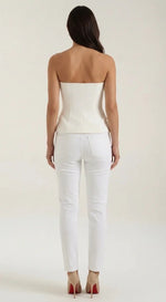Women's Strapless V-Neck Peplum Top