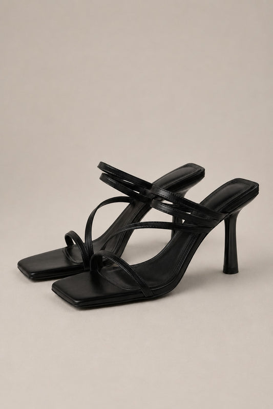 Women’s Strappy Heeled Sandals with Square Toe