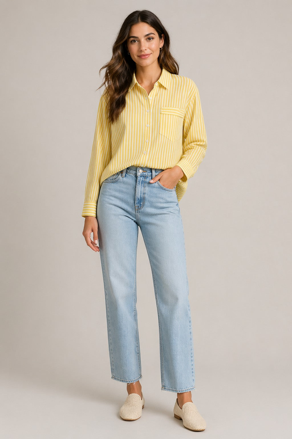 Women’s Striped Collared Long Sleeve Shirt