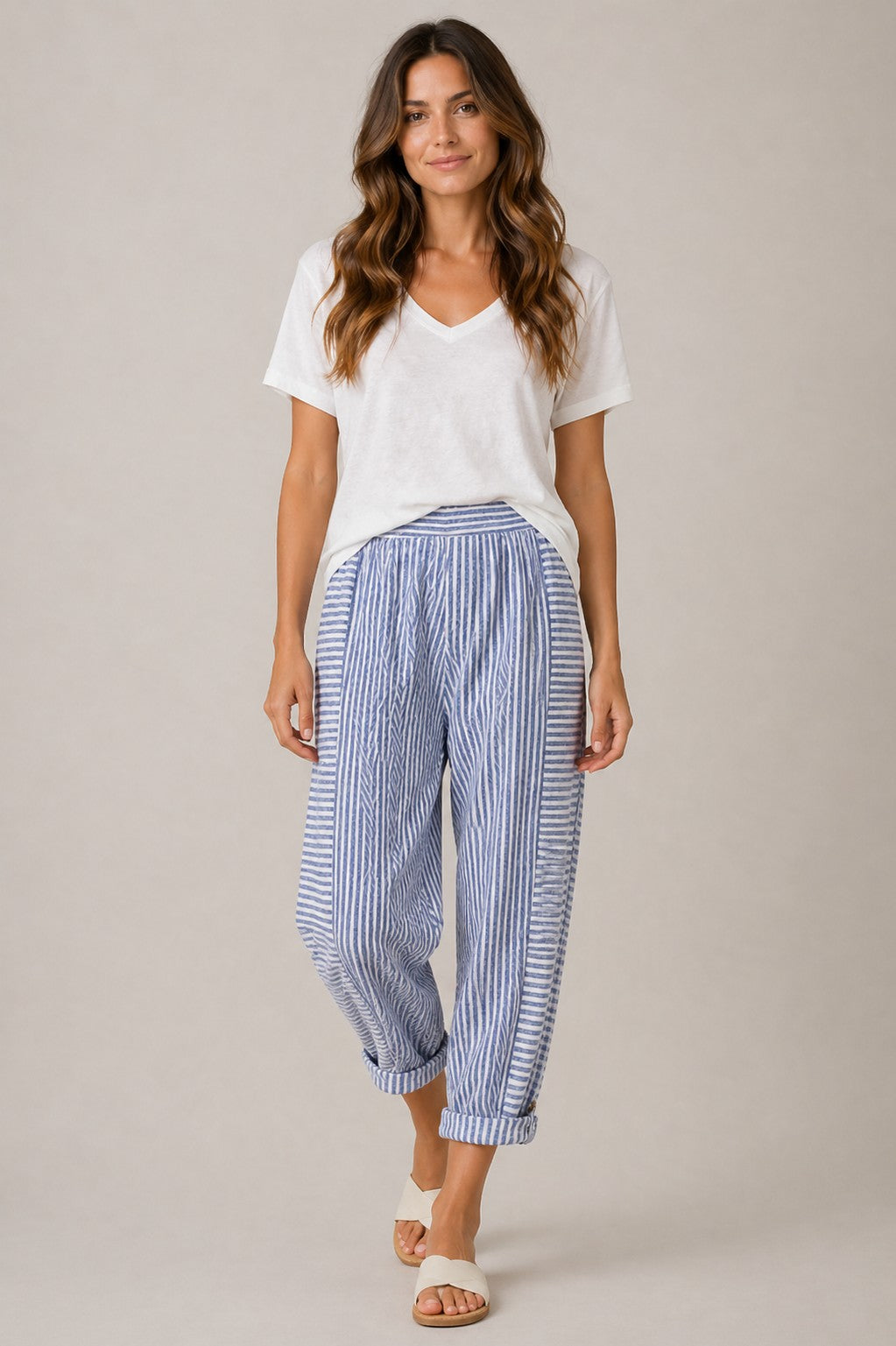 Women’s Striped Elastic Waist Pants