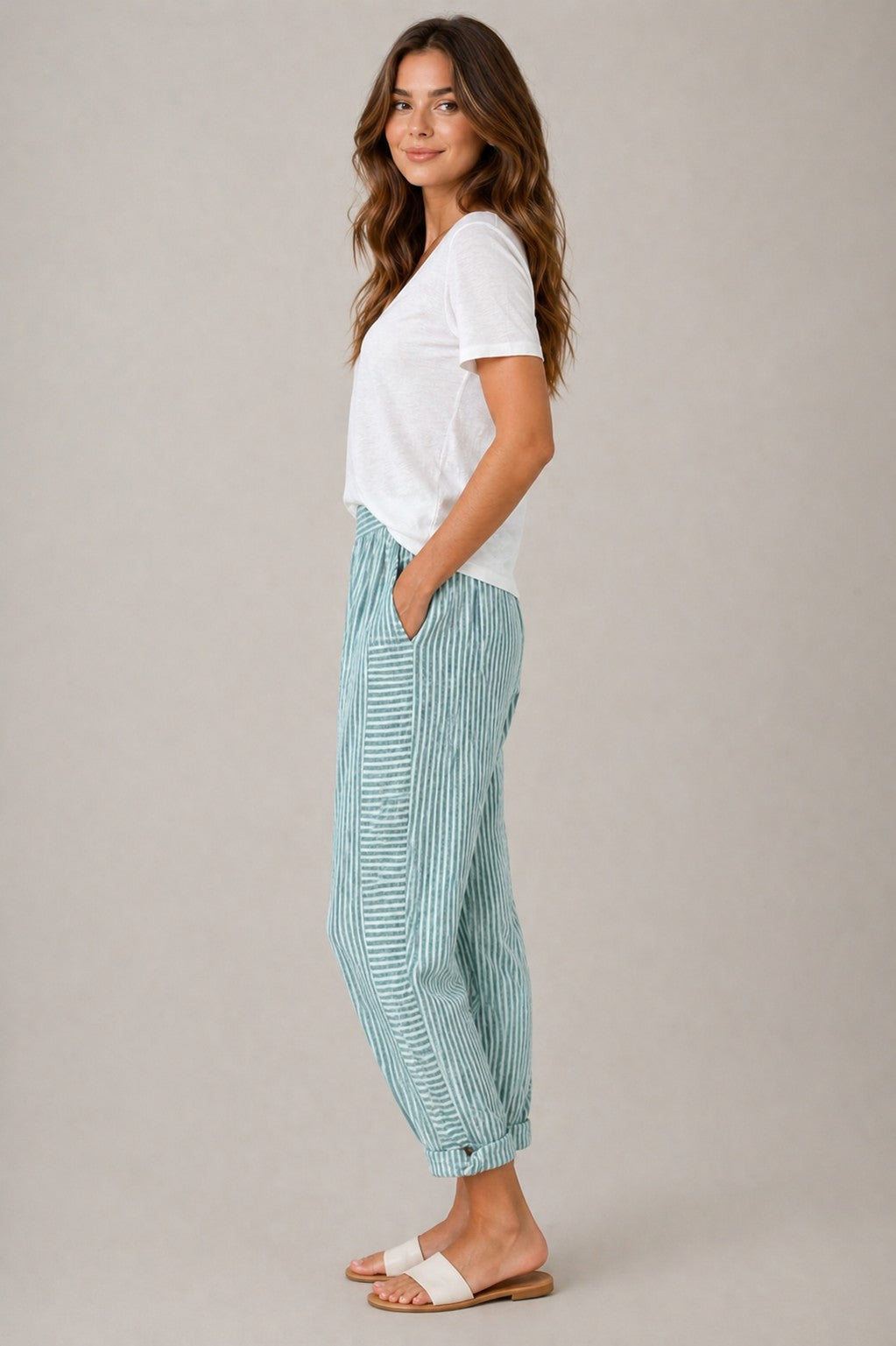 Women’s Striped Elastic Waist Pants