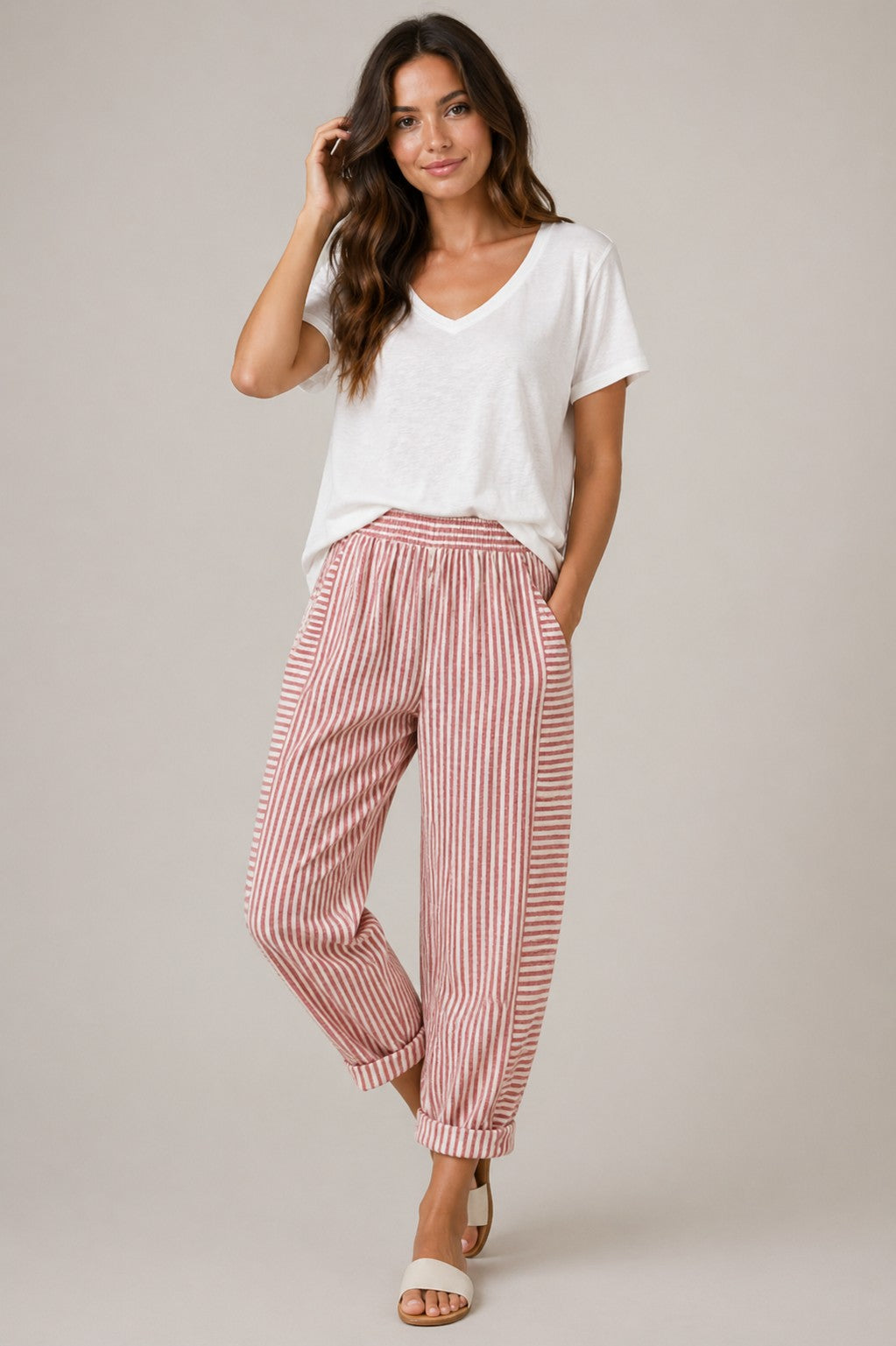 Women’s Striped Elastic Waist Pants