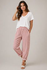 Women’s Striped Elastic Waist Pants