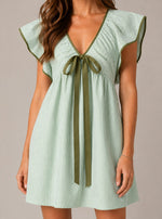 Women's Striped Flutter Sleeve Mini Dress