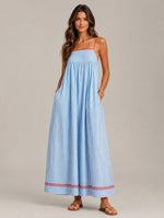Women’s Striped Maxi Dress with Spaghetti Straps