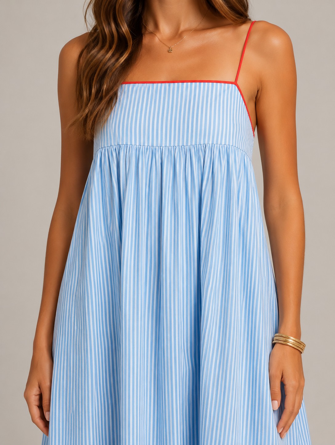 Women’s Striped Maxi Dress with Spaghetti Straps