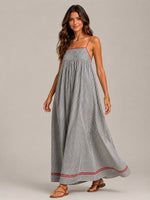 Women’s Striped Maxi Dress with Spaghetti Straps