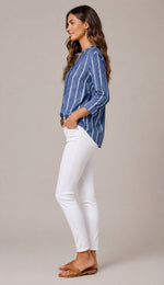 Women’s Striped Roll-Up Sleeve Blouse