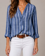 Women’s Striped Roll-Up Sleeve Blouse
