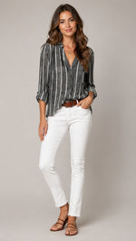 Women’s Striped Roll-Up Sleeve Blouse
