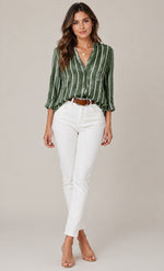 Women’s Striped Roll-Up Sleeve Blouse