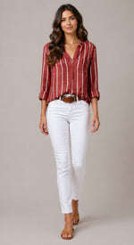 Women’s Striped Roll-Up Sleeve Blouse