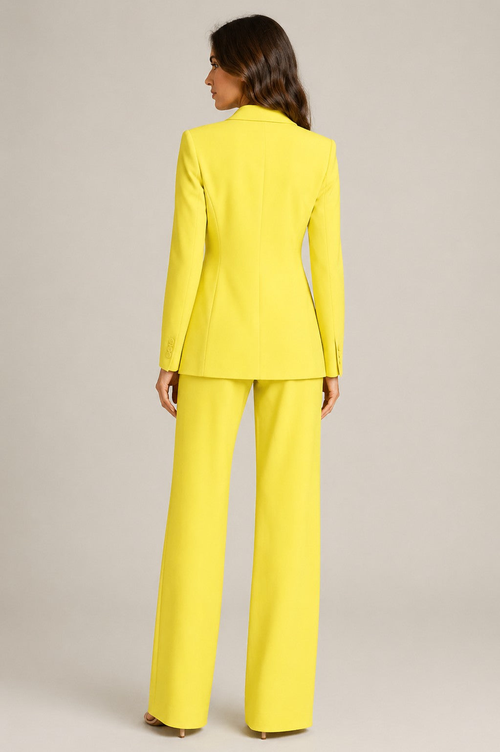 Women’s Structured Collar Blazer Wide Leg Pants Suit