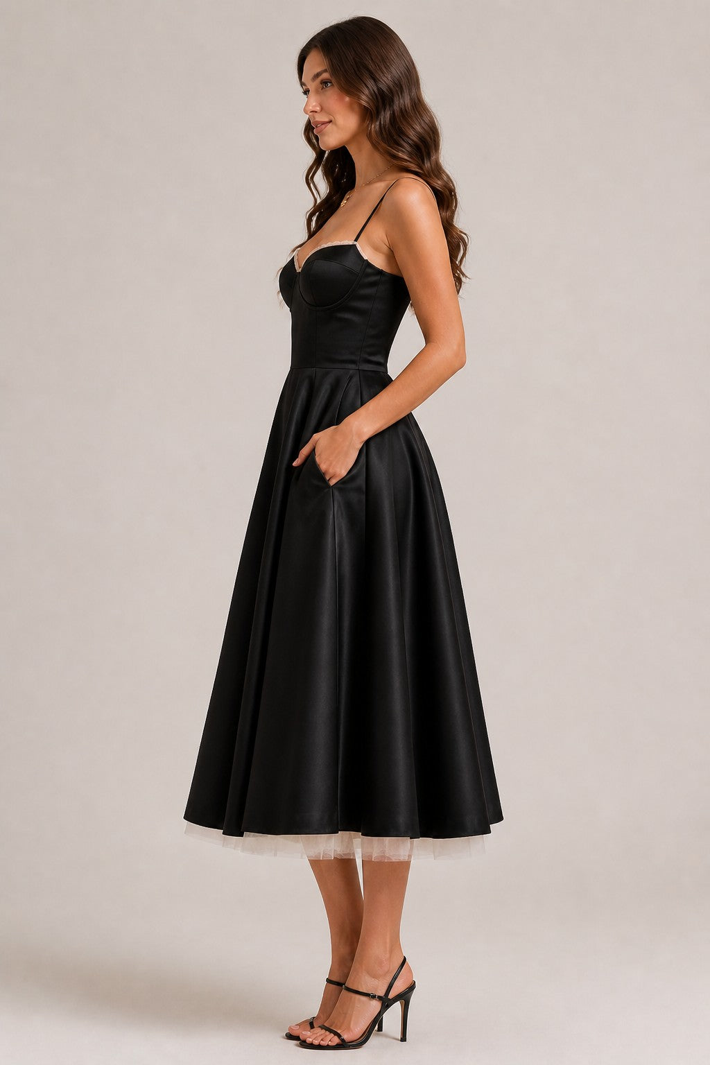 Women’s Sweetheart Neck Sleeveless Midi Dress