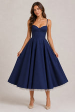 Women’s Sweetheart Neck Sleeveless Midi Dress