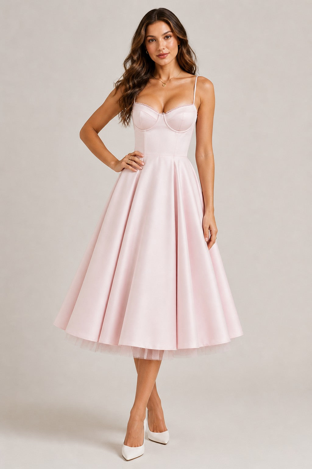 Women’s Sweetheart Neck Sleeveless Midi Dress