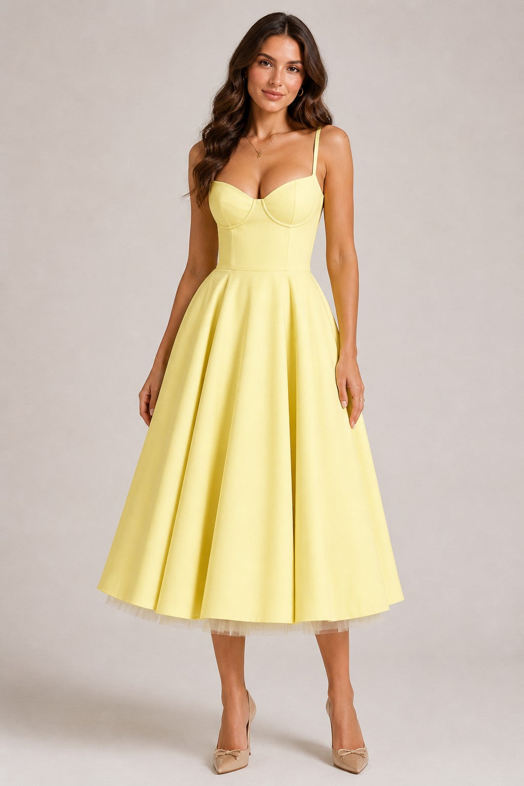 Women’s Sweetheart Neck Sleeveless Midi Dress