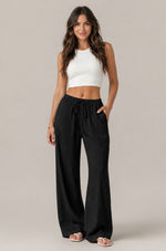 Women’s Textured Drawstring Wide Leg Pants