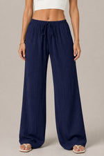 Women’s Textured Drawstring Wide Leg Pants