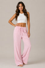 Women’s Textured Drawstring Wide Leg Pants