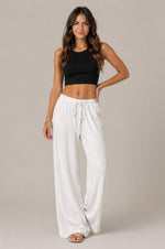 Women’s Textured Drawstring Wide Leg Pants