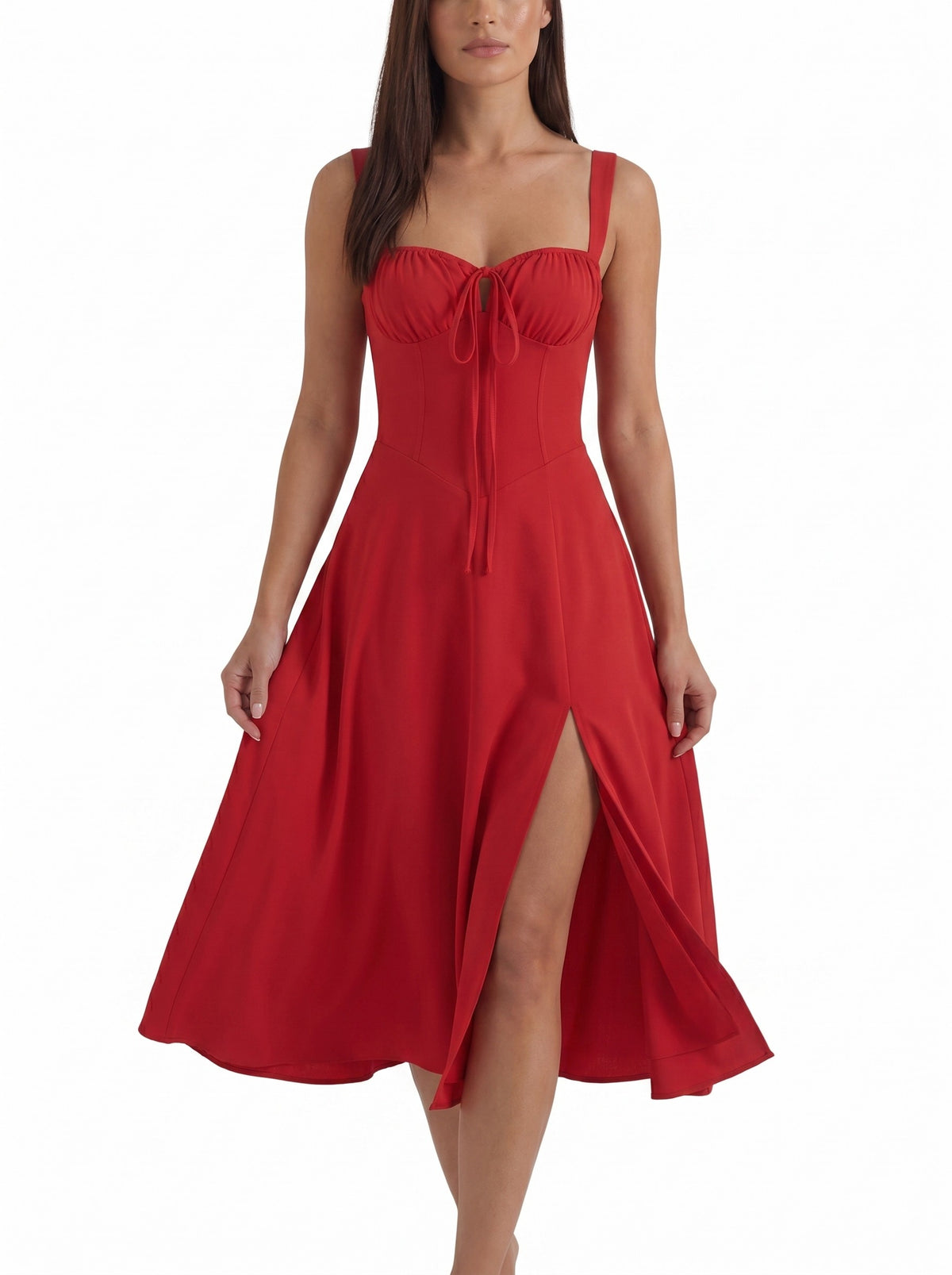 Women's Thin Strap Corset Midi Dress